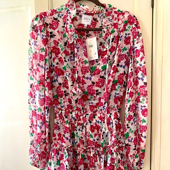 NWT Misa Los Angeles Delilah Floral Mini Dress in Neutral Motif - Picture 5 of 7